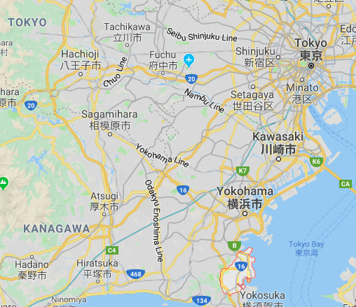 Thành phố ven biển Kanawa (khoanh đỏ) trên bản đồ - Ảnh chụp màn hình