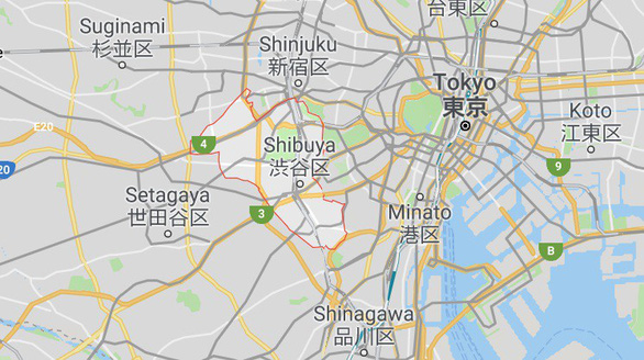 Shibuya (khoanh đỏ trên bản đồ) là một quận trung tâm ở thủ đô Tokyo, Nhật Bản, kinh doanh rất sầm uất, nhất là cho giới trẻ.